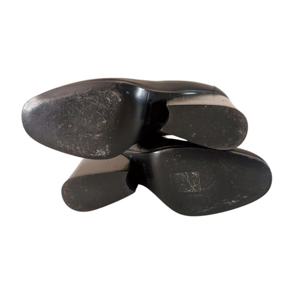 Hermes Milady Black Leather Wedge‎ Ankle Boots Size 39.5/US9 - Picture 7 of 10